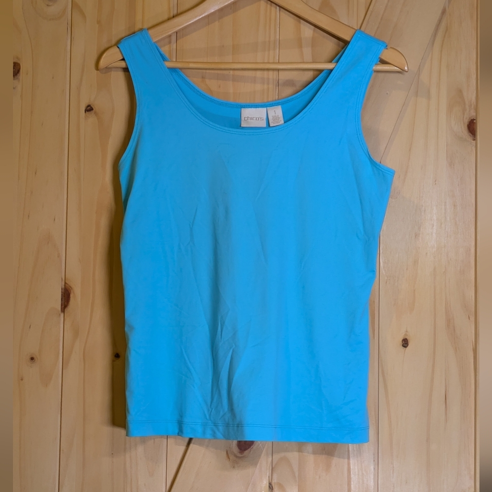 Chico's Fitted Bright Blue Sleeveless Tank Top